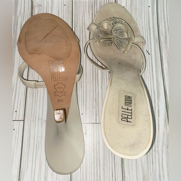 Pelle Moda Leather Slip On Sandal Heel Size 8M - Picture 4 of 10